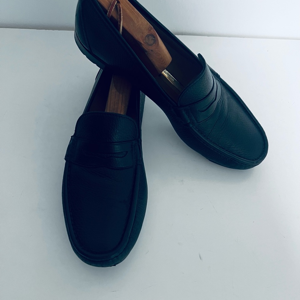 Salvatore Ferragamo Black Leather Moccasin Loafers